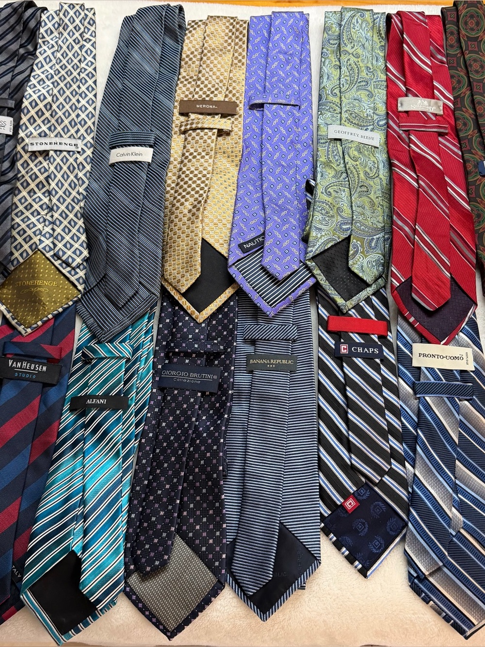 Assorted Men’s Neckties - Multi-Brand Collection in Blue, Red, Green, Gold